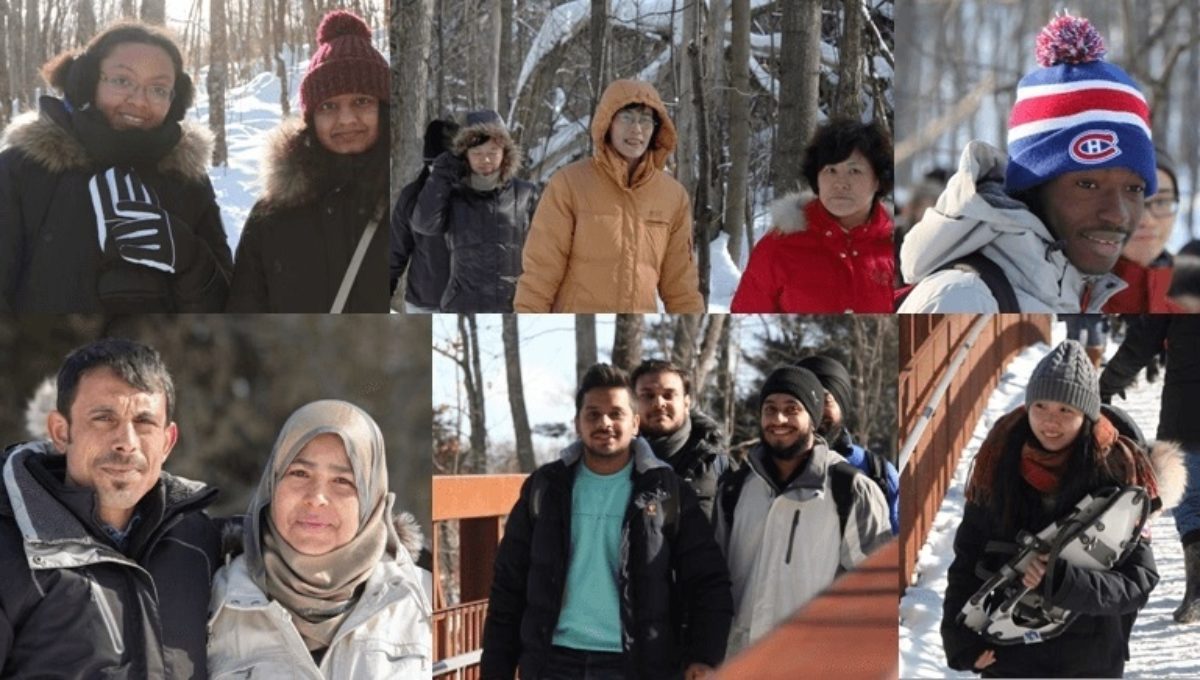 Nouveaux Canadiens qui participent à des activités hivernales dans le parc de la Gatineau.